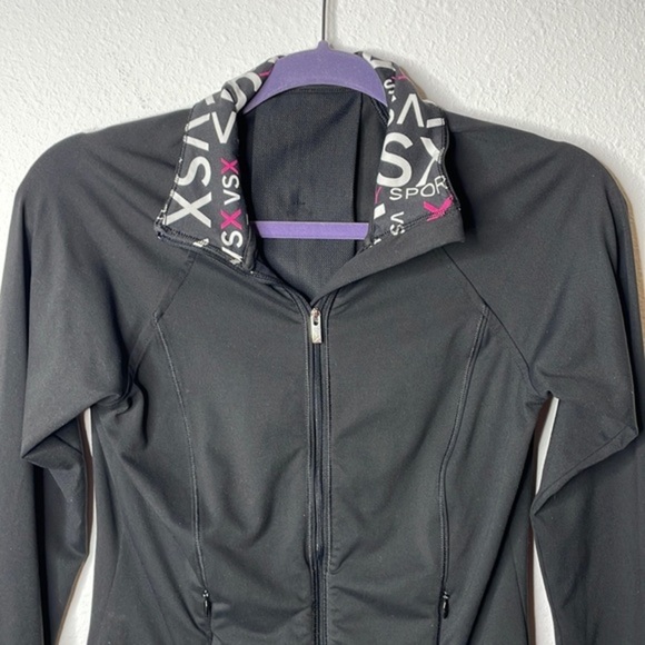Victorias Secret VSX Size XS Black Pink Zip Up Athletic Mesh Inset Sweatshirt - Picture 5 of 15